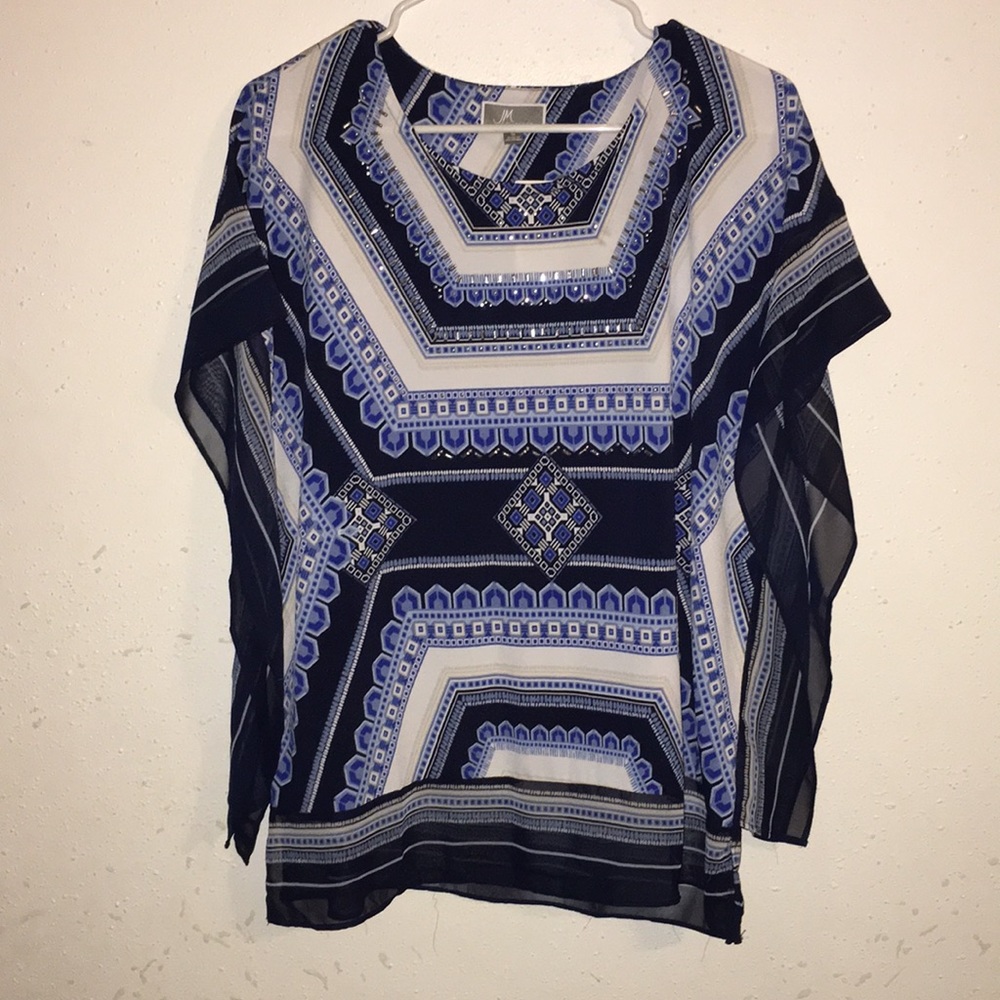 JM collection blue and white blouse sz S